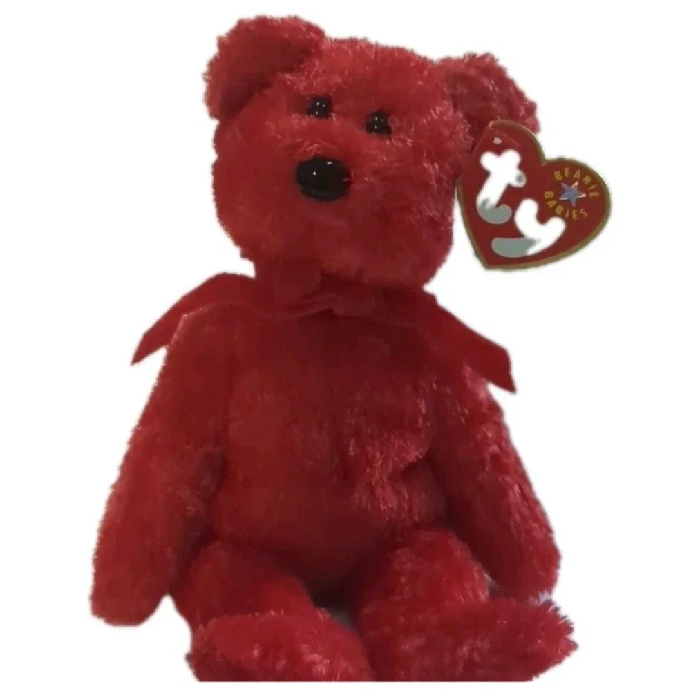 Ty Beanie Babies Collection Sizzle Red Bear Retired Plush 2001 NF New Face